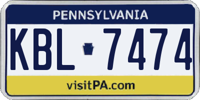 PA license plate KBL7474