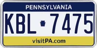PA license plate KBL7475