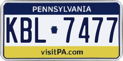 PA license plate KBL7477