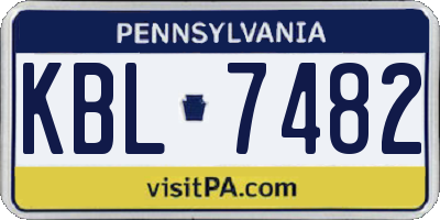 PA license plate KBL7482