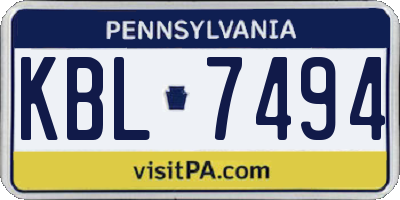 PA license plate KBL7494
