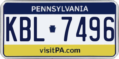 PA license plate KBL7496