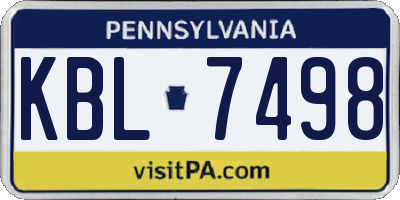 PA license plate KBL7498