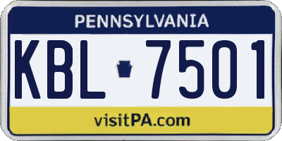PA license plate KBL7501