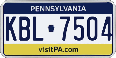 PA license plate KBL7504