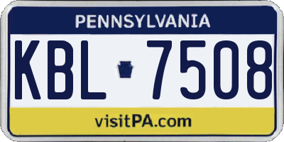 PA license plate KBL7508