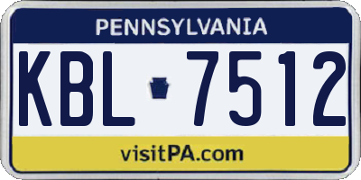 PA license plate KBL7512