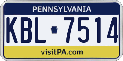 PA license plate KBL7514
