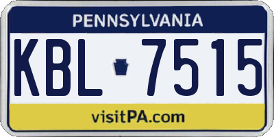 PA license plate KBL7515