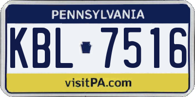 PA license plate KBL7516
