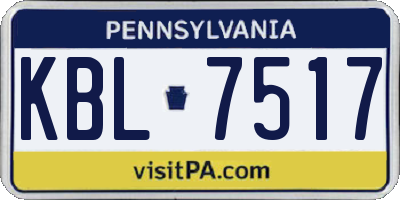 PA license plate KBL7517