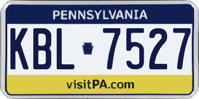 PA license plate KBL7527