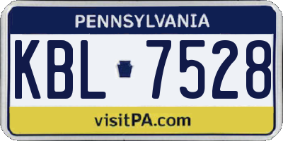 PA license plate KBL7528