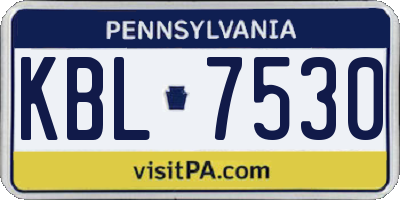 PA license plate KBL7530