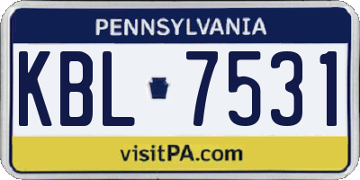 PA license plate KBL7531