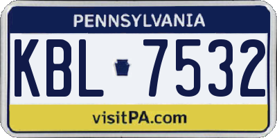 PA license plate KBL7532