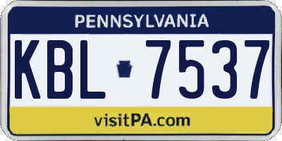 PA license plate KBL7537