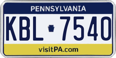 PA license plate KBL7540
