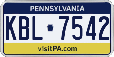 PA license plate KBL7542