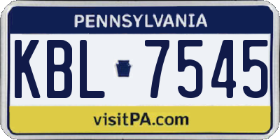 PA license plate KBL7545