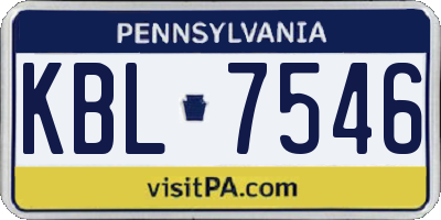 PA license plate KBL7546
