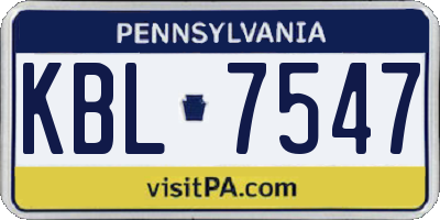 PA license plate KBL7547