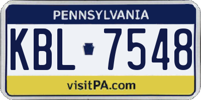 PA license plate KBL7548