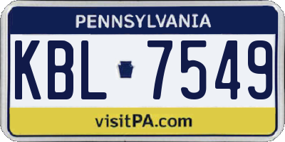 PA license plate KBL7549