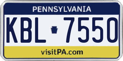 PA license plate KBL7550