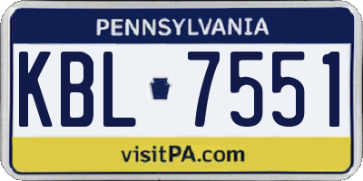 PA license plate KBL7551