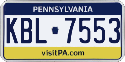 PA license plate KBL7553