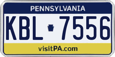 PA license plate KBL7556