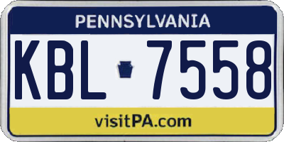 PA license plate KBL7558