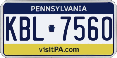 PA license plate KBL7560