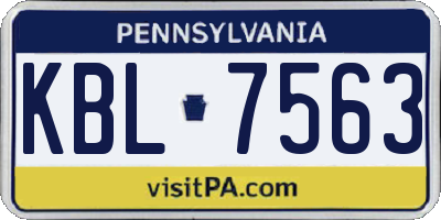 PA license plate KBL7563