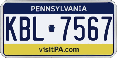 PA license plate KBL7567