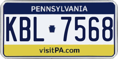 PA license plate KBL7568