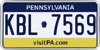 PA license plate KBL7569
