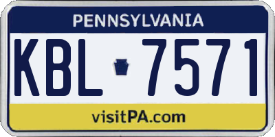PA license plate KBL7571