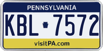 PA license plate KBL7572