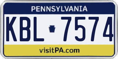 PA license plate KBL7574