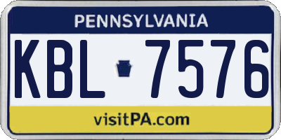 PA license plate KBL7576