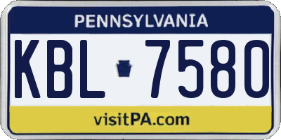 PA license plate KBL7580