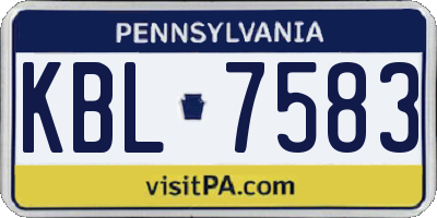 PA license plate KBL7583