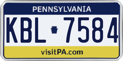 PA license plate KBL7584