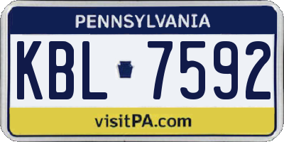 PA license plate KBL7592