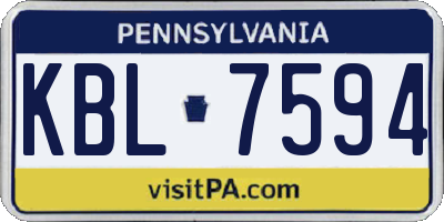 PA license plate KBL7594