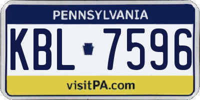 PA license plate KBL7596