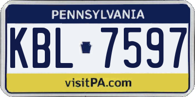 PA license plate KBL7597