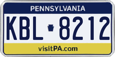 PA license plate KBL8212